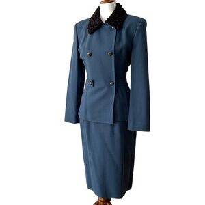 Vintage Wool Skirt Suit Set 8 Blazer Small Retro Medium 80s does 40s Tailored